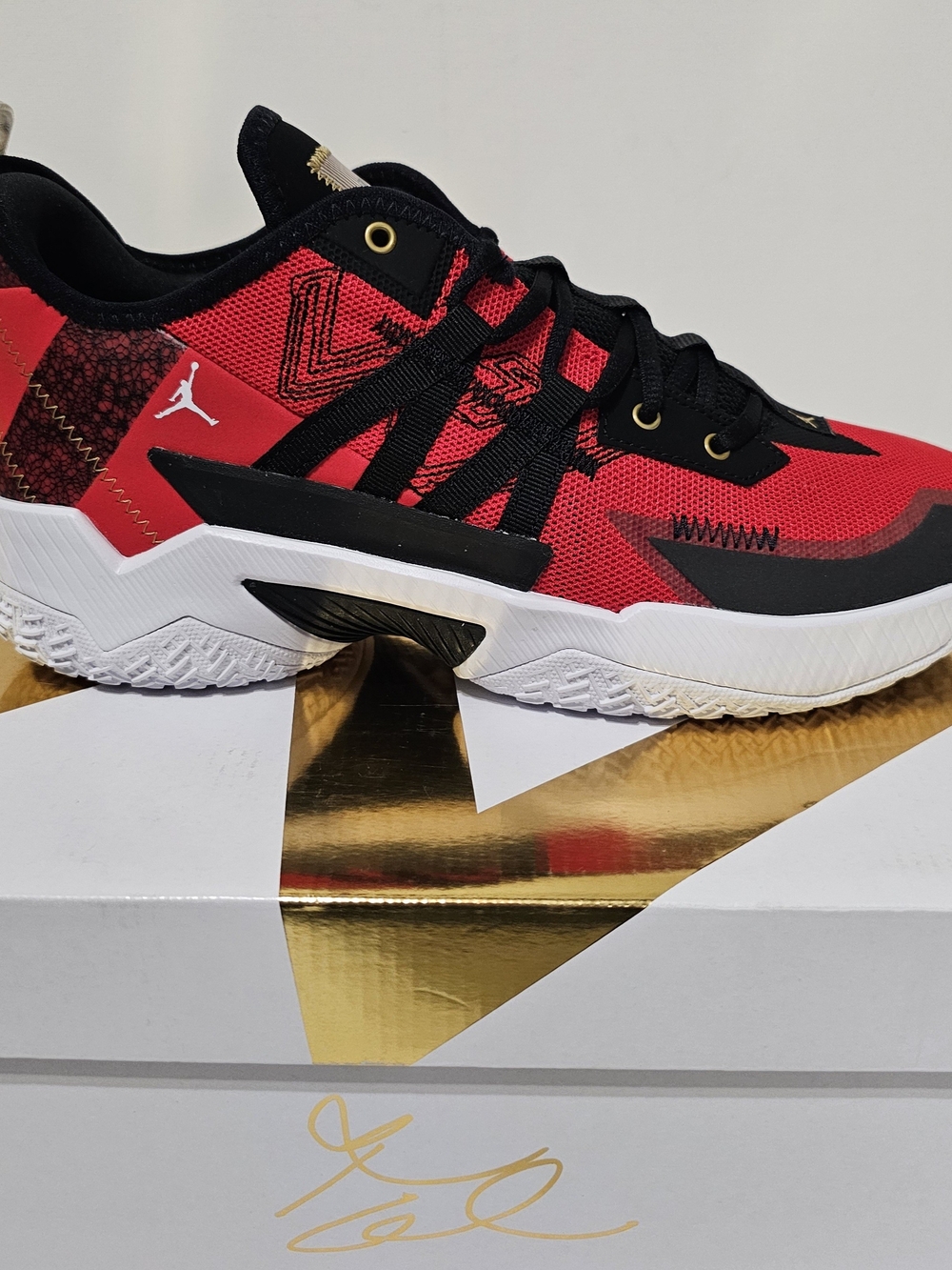 Jordan One Take II Red and Black Low-Top Sneakers with White Sole